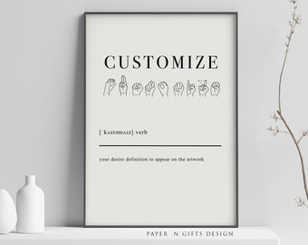 Personalised Sign Language Definition Printable Wall Art, Sign Language Art, Sign Language Gifts