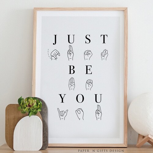 Be Fearless Poster Sign Language Art Printable Wall Art Etsy