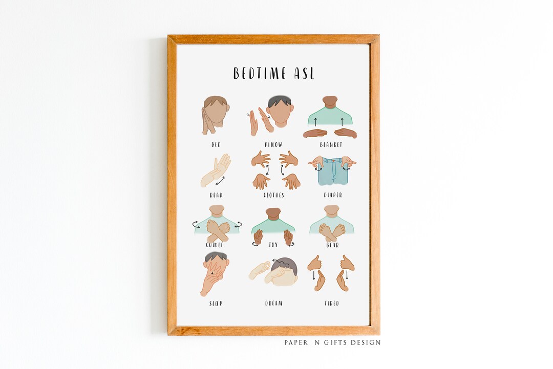 Sign For Bed Bedroom Poster, Bedtime Sign, Bedroom Printable Wall Art, Sign Language ...