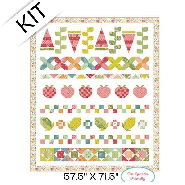 Summer Slice Quilt KIT - Strawberry Lemonade - Pattern by Chelsi Stratton Designs - 57.5” x 71.5” - Fat Quarter Quilt