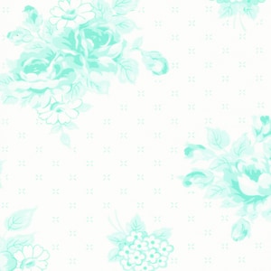 Lighthearted Rosy on Cream/Aqua - Sold by the Half Yard - Lighthearted - Camille Roskelley for Moda Fabrics - 55290 21