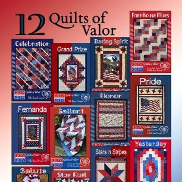 Quilts of Valor SET OF 12 Patterns from Villa Rosa Designs - Postcard Pattern - QOV - VRDDR007