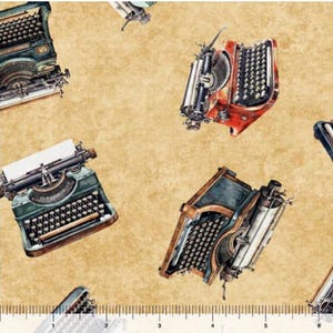 Bookworm Typewriter Toss 30448 Sage H - by QT Fabrics