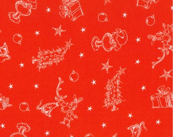 Grinch Tonal Red - Sold by the Half Yard - Licensed Dr. Seuss - 100% Quilting Cotton - Robert Kaufman - ADED-21780-223