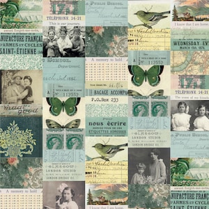 Teal Collage - Priced by the Half Yard/Cut Continuous - Palette by Tim Holtz for FreeSpirit Fabrics - PWTH270.TEAL