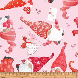 Sweet Gnomes Pink - Andi Metz for Benartex - Valentine’s Day - 100% Cotton - 14085-01