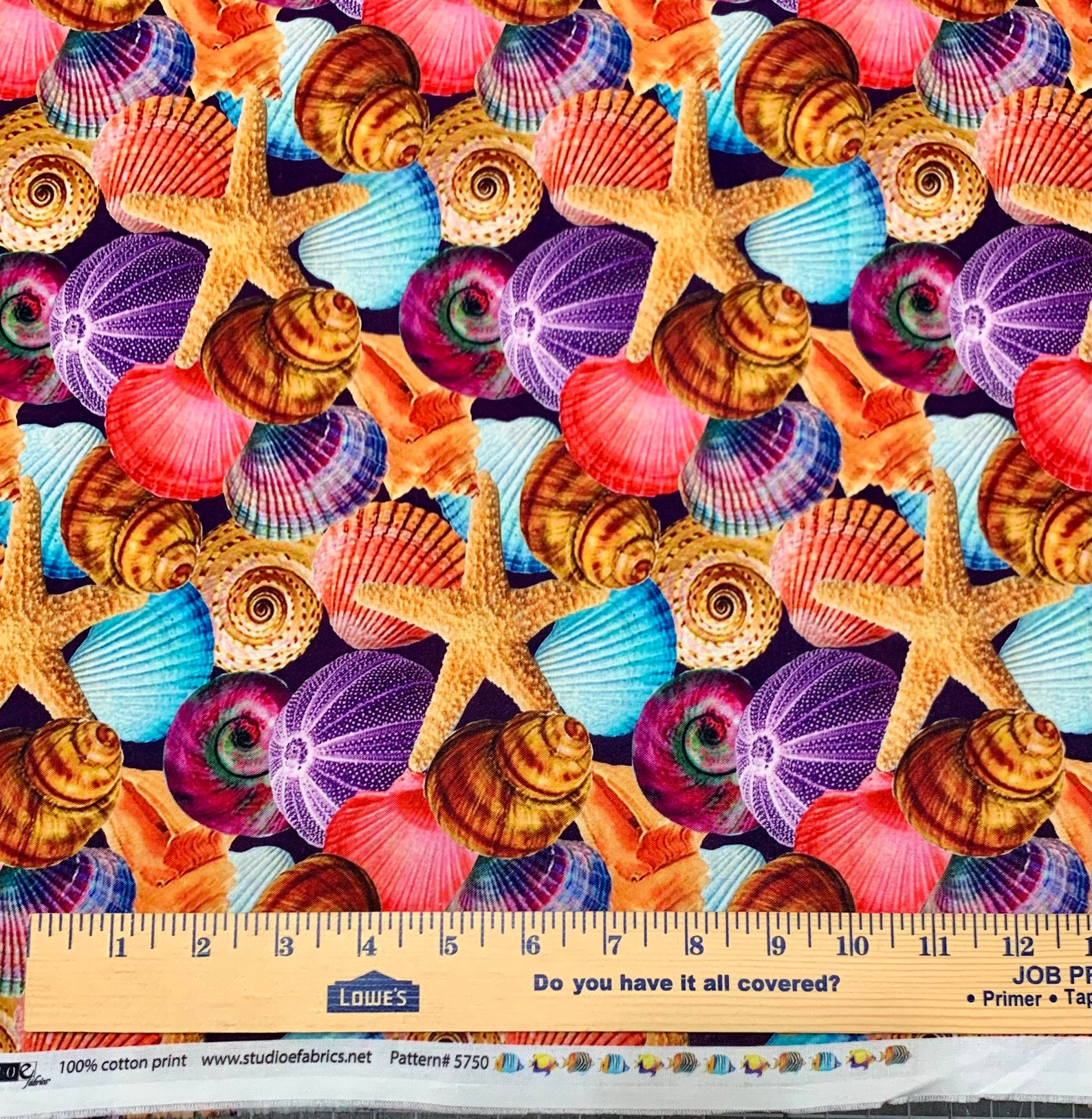 Seashell Reef Life Seashell Fabric Starfish Sea Urchin Etsy