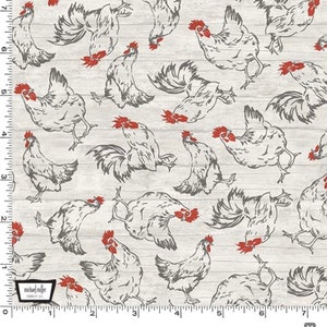 Rooster Toss Cream - Life is Better on the Farm - Fabric by the Yard - Michael Miller Fabrics - CX9965-CREM-D