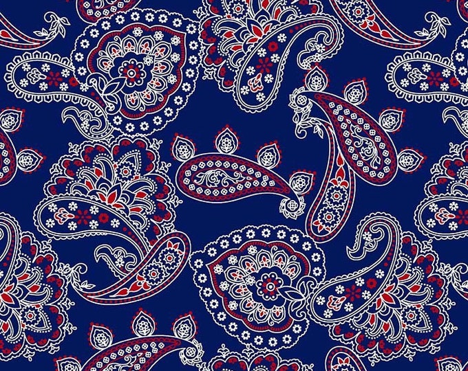 Navy Bandana Allover - Bandana Ballad - Michael Miller Fabrics - 100% ...