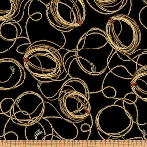 Lassos on Black - Priced by the Half Yard - Yellowstone - Kanvas Studio - 14475-12