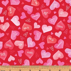 Candy Hearts Red - Andi Metz for Benartex - Valentine’s Day - 100% Cotton - 14090-10