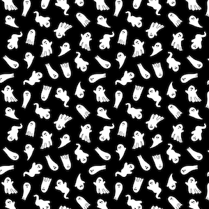 Little Ghosts Black Glow in the Dark - Priced by the Half Yard - Black and Boo - Benartex Fabrics - 14560G-12