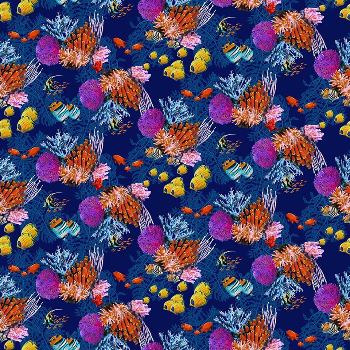 Coral Reef Reef Life Fabric by the Yard 100 Cotton Etsy