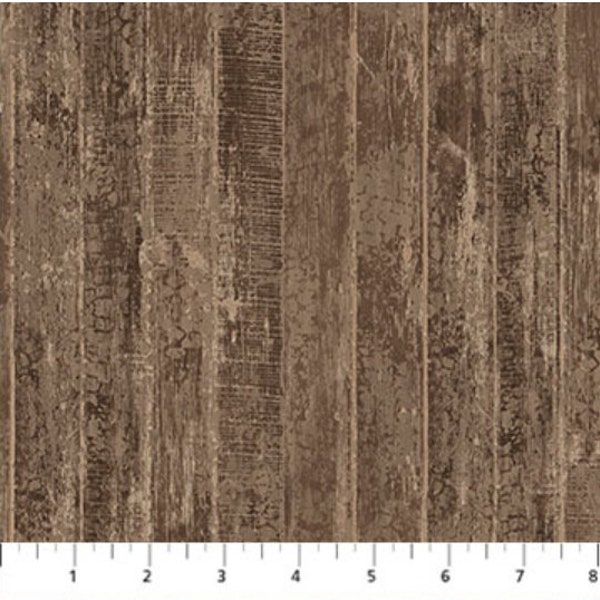 Wood Planks Brown - Sold by the Half Yard - First Frost - Abraham Hunter - 100% Cotton - Northcott Fabrics - 25385-34