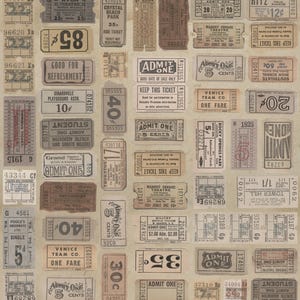 Neutral Tickets - Priced by the Half Yard/Cut Continuous - Palette by Tim Holtz for FreeSpirit Fabrics - PWTH252.NEUTRAL