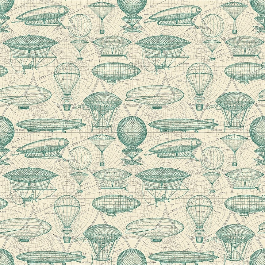 Time Travel Airship Blueprint - Priced by the Half Yard - Urban Essence Designs for Blank Quilting - 3010-41
