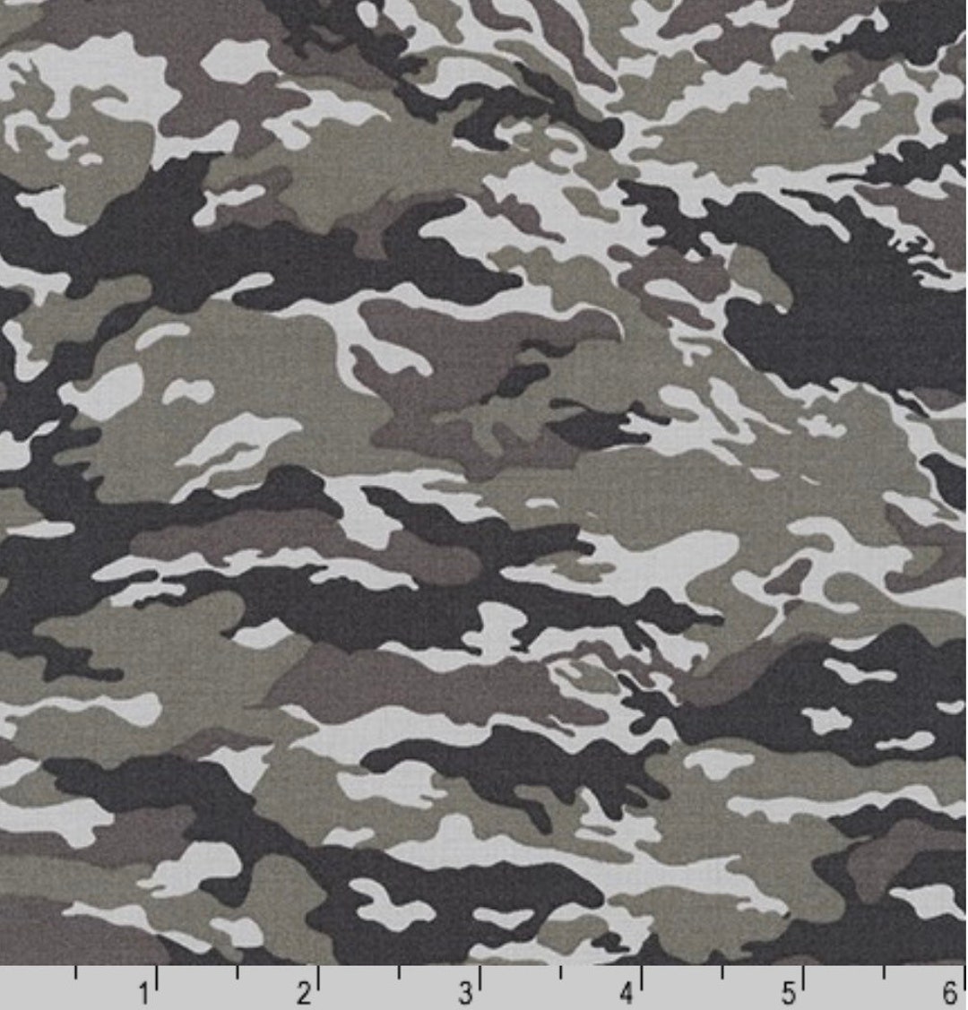 Gray Camouflage Fabric Camo Grey Sevenberry 100% Cotton Robert Kaufman 