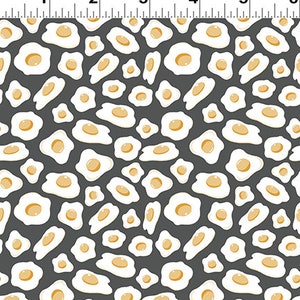 Fried Eggs Dark Taupe - Sold by the Half Yard - Cluck Cluck Bloom - Teresa Magnuson - Clothworks - Y3793-63