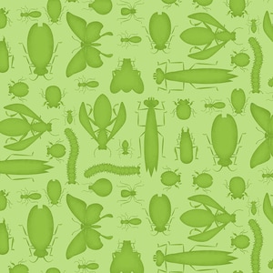 Monotone Bugs Green - Priced by the 1/2 Yard - Bug, Bug, Bug - Tim Read for Henry Glass Fabrics - 3256-66