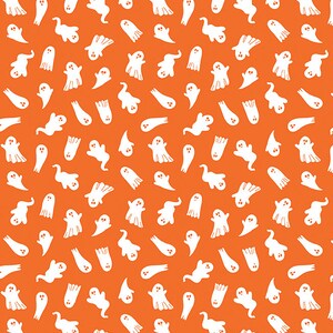 Little Ghosts Orange Glow in the Dark - Priced by the Half Yard - Black and Boo - Benartex Fabrics - 14560G-38