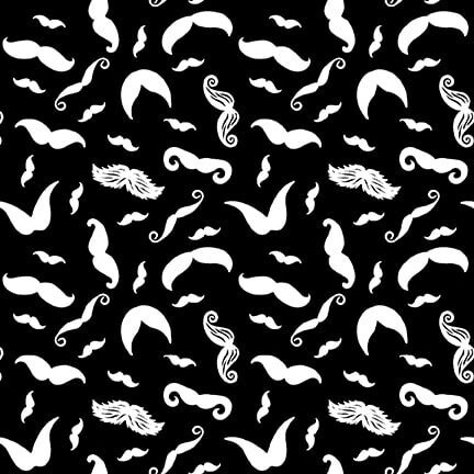 Hipster Moustaches Black - Rodrigo Pontes - PER QUARTER METRE Hipster Moustaches Black - Rodrigo Pontes - PER QUARTER METRE