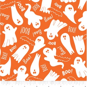 Ghostly Glow Orange Glow in the Dark - Priced by the Half Yard/Cut Continuous - Chills & Thrills - Benartex Fabrics - 14609G-38
