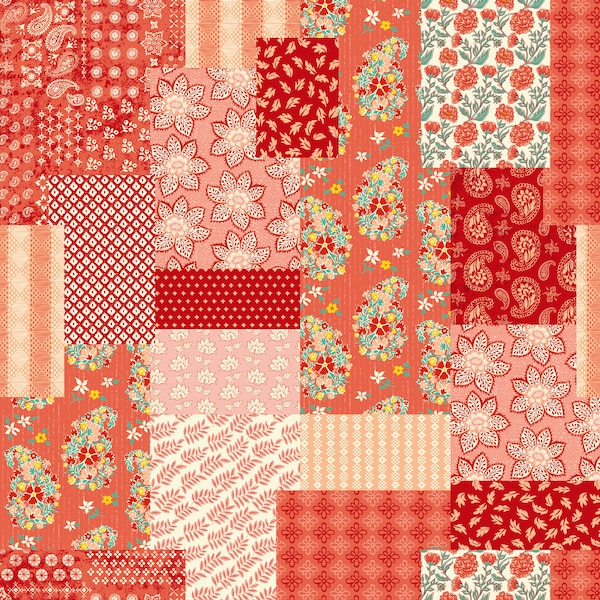 Cadence Patchwork Persimmon - Sold by the Half Yard - Crystal Manning for Moda Fabrics - 11919-11