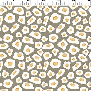 Fried Eggs Taupe - Sold by the Half Yard - Cluck Cluck Bloom - Teresa Magnuson - Clothworks - Y3793-62