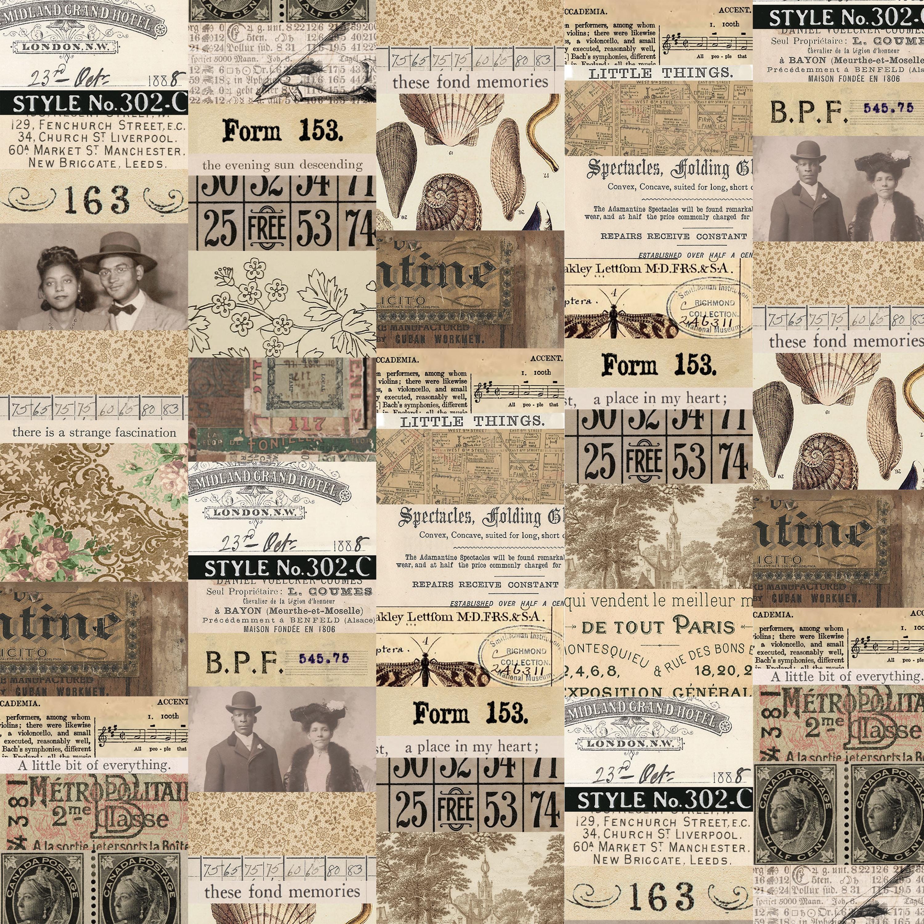 Neutral Collage - Priced by the Half Yard/Cut Continuous - Palette by Tim Holtz for FreeSpirit Fabrics - PWTH250.NEUTRAL