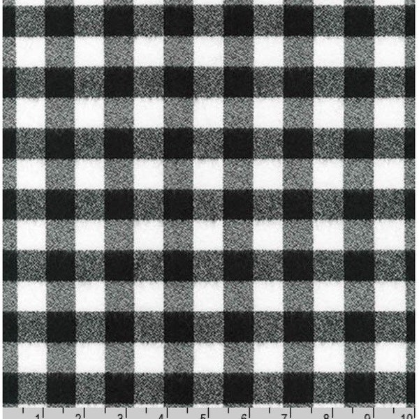 Mammoth Flannel By The Yard - White/Black Buffalo Check - Robert Kaufman - 100% Cotton - SRKF 16944-1-WHITE