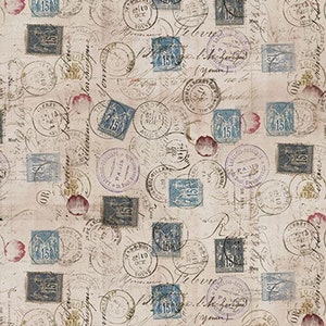 Correspondence - Sold by the Half Yard - Foundations by Tim Holtz - 100% Cotton - Free Spirit Fabrics - PWTH021.TAUPE