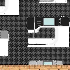 Bernina Machines Charcoal - Sewing Room 2 by Amanda Murphy - 100% Cotton - Benartex - 1364312B