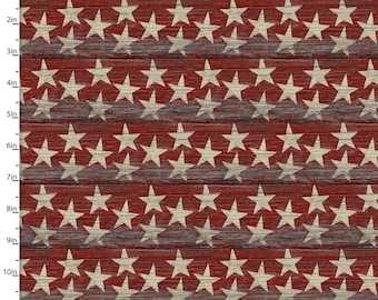 Woodgrain Stars Red - Priced by the Half Yard - Sweet Land of Liberty by Beth Albert for 3 Wishes Fabric - 21661