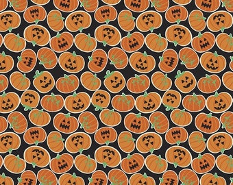 Pumpkin Bites - Black - Boolicious - 100% Cotton - Vintage Looking Halloween - Maude Asbury for Free Spirit Fabrics - PWMA004.XBLACK