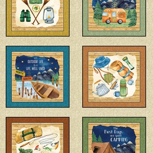 Live, Love, Camp Panel 24&quot; x 44&quot; - Live, Love, Camp by Nicole Decamp for Benartex - 14448-99
