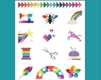 Geometric Rainbow Quilt Pattern - Foundation Paper Piecing - Quilt Booklet - Kristy Lea - P160-GEOMETRIC