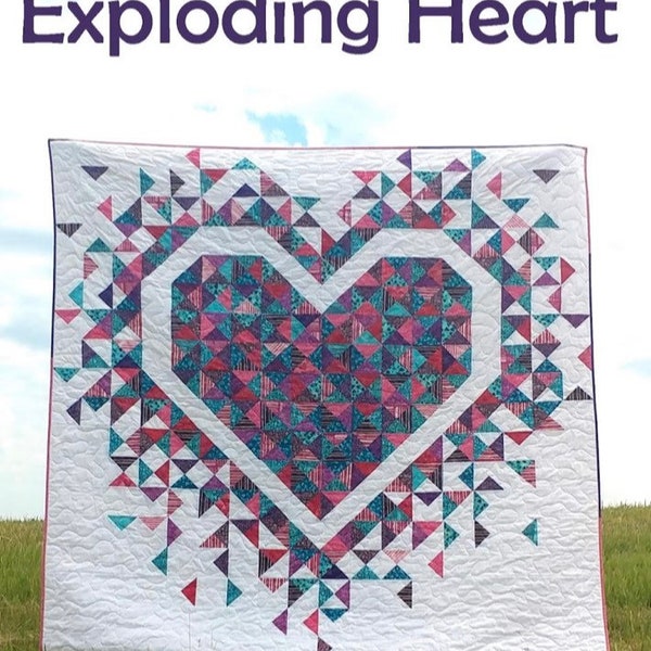 Exploding Heart Quilt Pattern - Paper Pattern - Slice of Pi Quilts - Fat Quarter Quilt Pattern