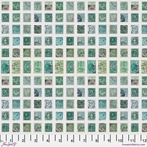 Teal Stamps - Priced by the Half Yard/Cut Continuous - Palette by Tim Holtz for FreeSpirit Fabrics - PWTH271.TEAL