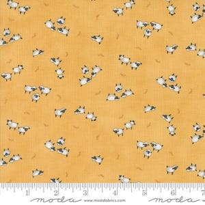 Sheep in the Pasture on Goldenrod - Priced by the Half Yard/Cut Continuous - Willows Farm by Deb Strain for Moda Fabrics - 56105 15