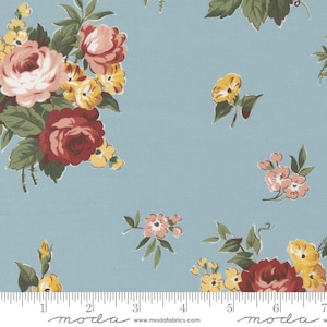 Vintage Flowers on Sky - Junk Journal by Cathe Holden for Moda Fabrics - 100% Cotton - 7413 17