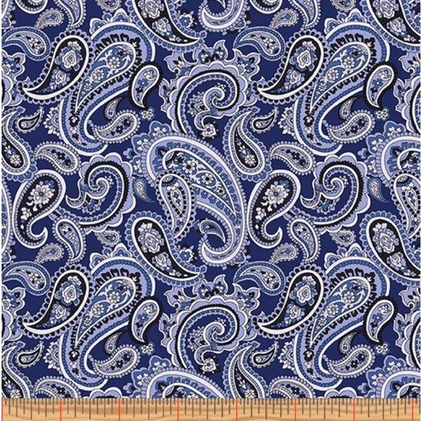 Parquet Floor Navy - Sold by the Half Yard - Paisley Quilt Fabric - The Drawing Room by Pat Sloan - 17007 50