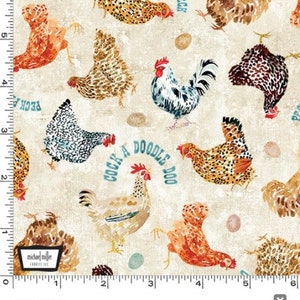 Town Fair Free Range Cream - Sold by the Half Yard - Louise Nisbet for Michael Miller Fabrics - DC 11342-CREM