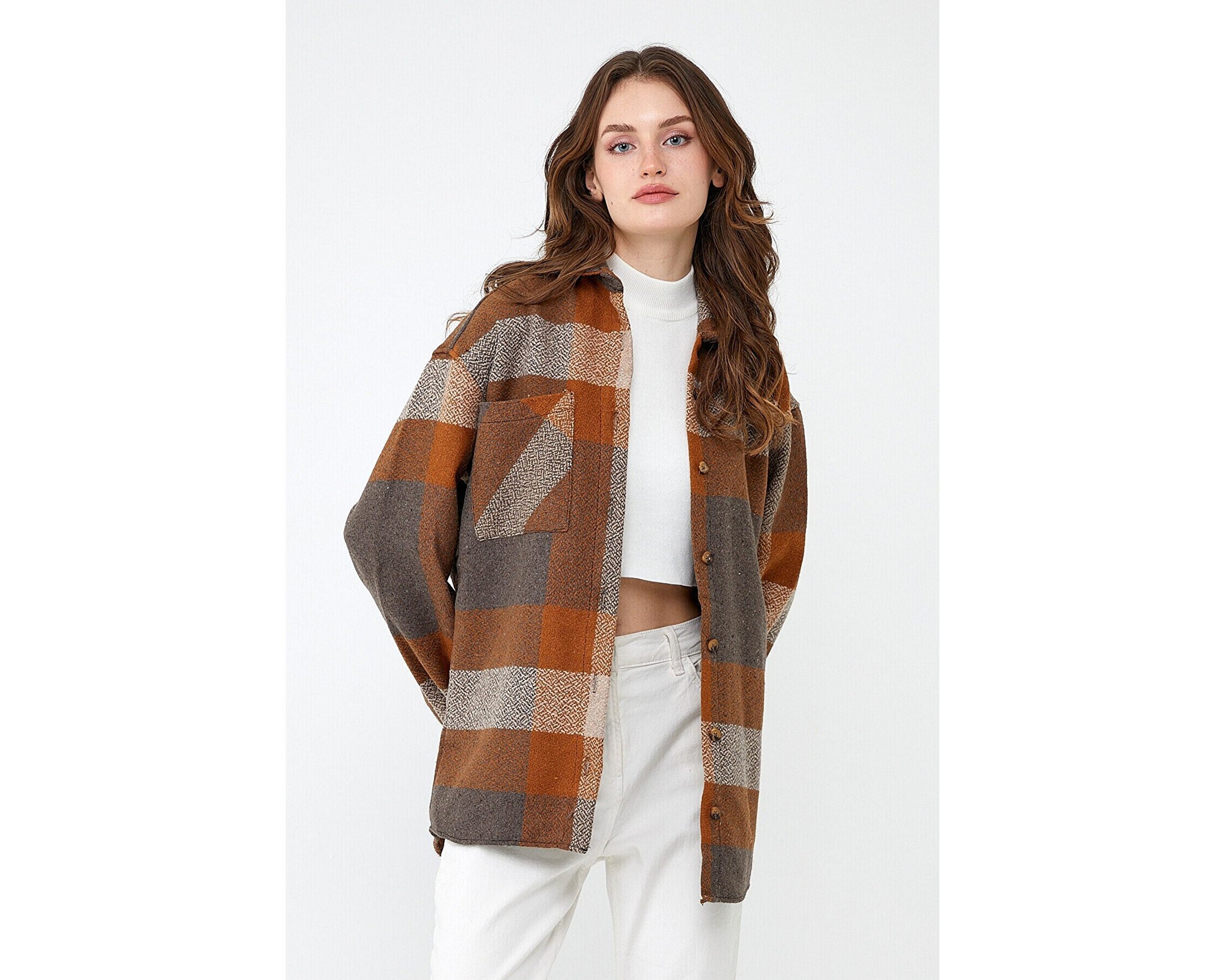 Cotton Flannel Shirt Jacket for Women 
