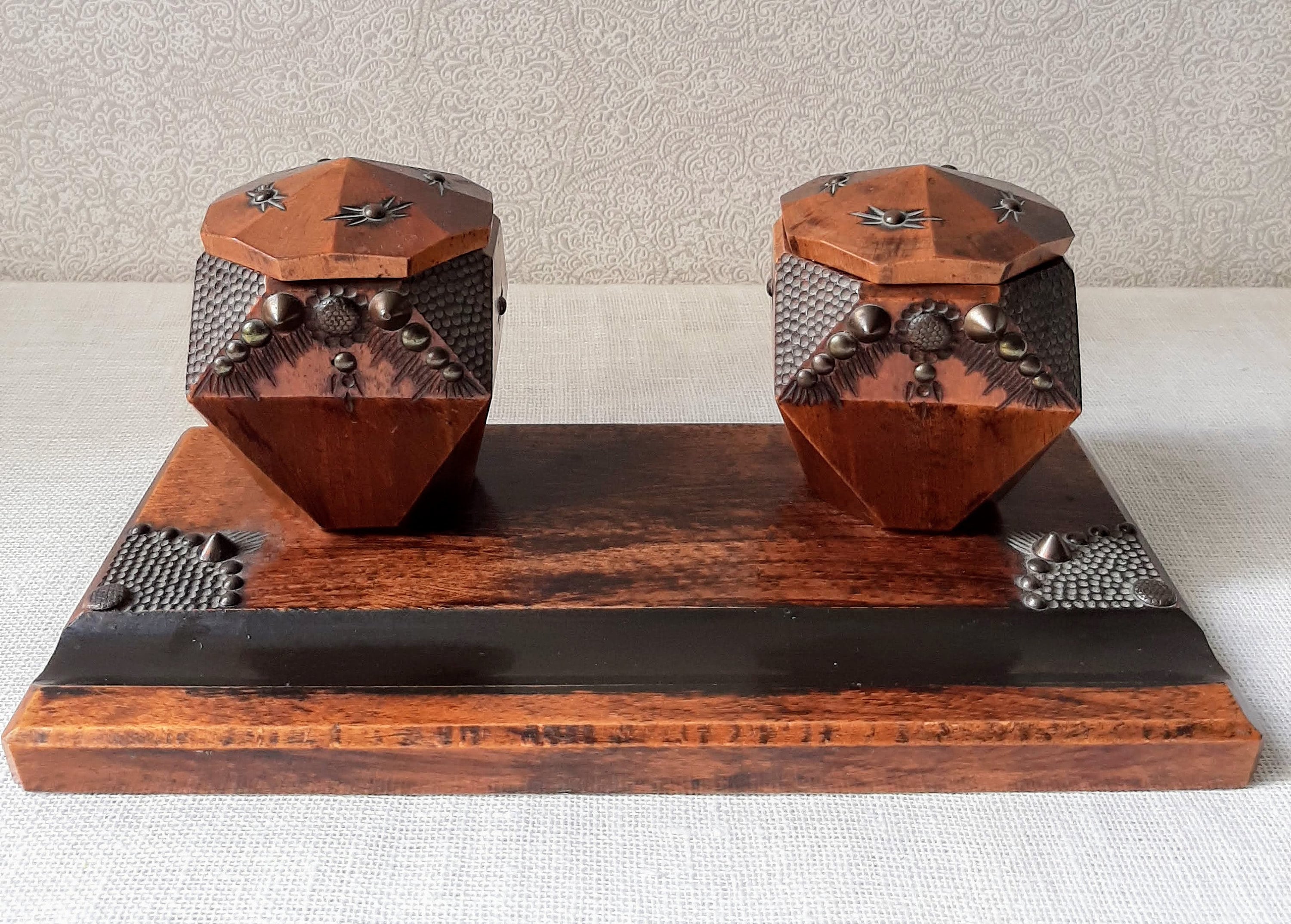 Wood desk organizer set / French art deco home office decor / Etsy