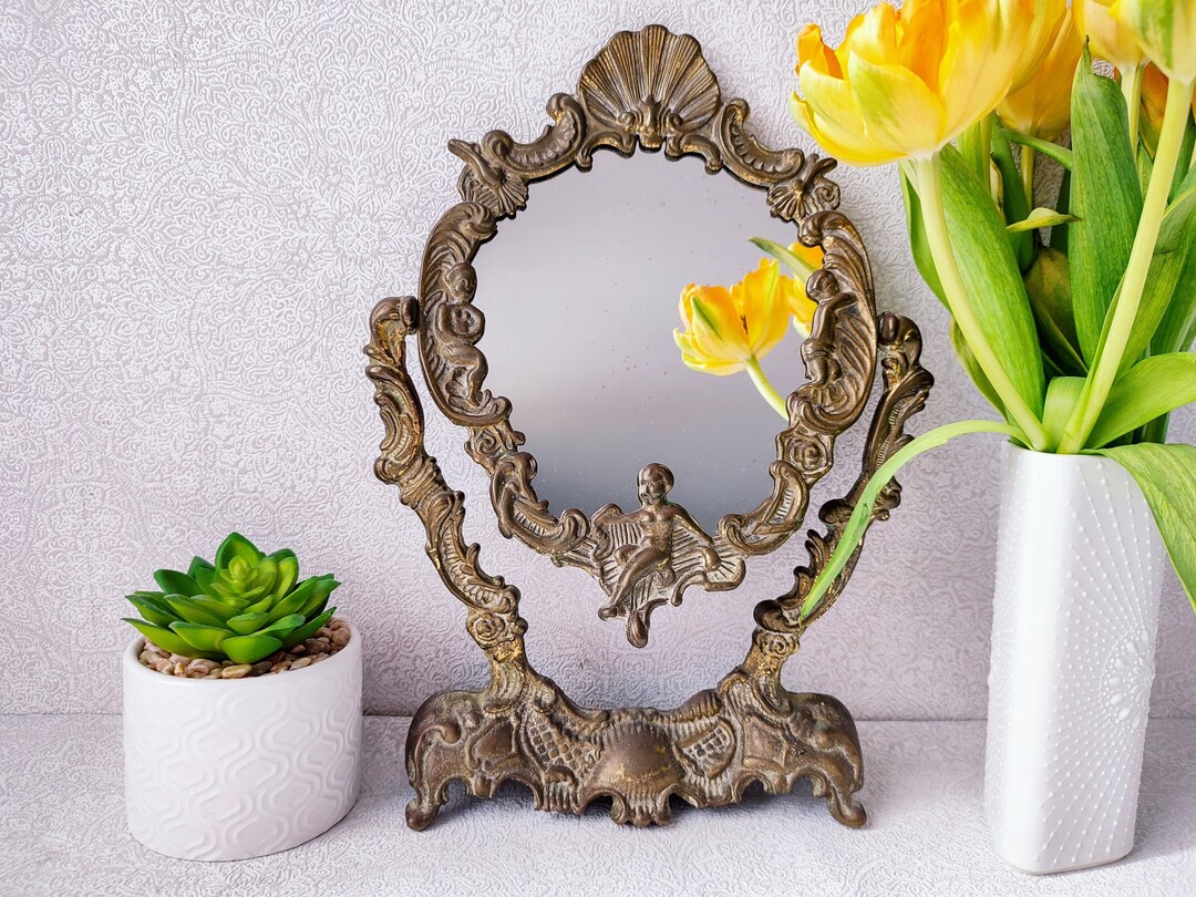 Antique Table Mirror / Ornate Gold Rococo Mirror Vintage / Victorian Boudoir Gift Etsy