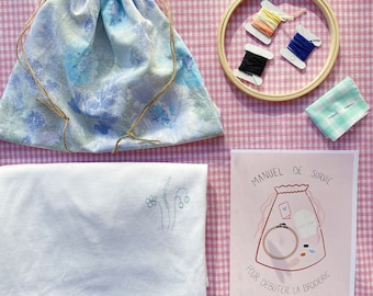 Embroidery Kit with white unisexe 100% coton T-shirt