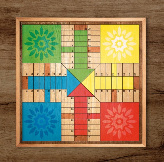 Parcheesi Board for 4 or 6 players CUBA BOARD. Hand Made -  Portugal