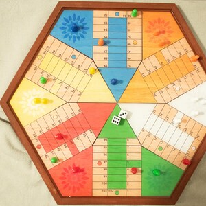 Parcheesi Board for 6 Players Dominican Republic Board. Hand 