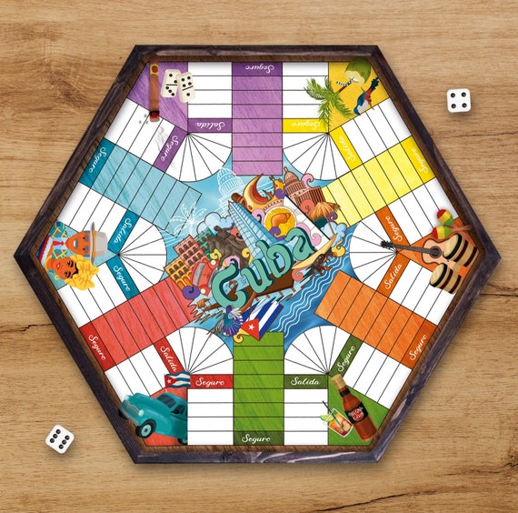 Parcheesi Board for 6 Players Dominican Republic Board. Hand 