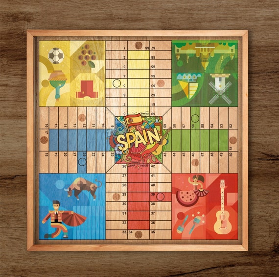 Personalized Wooden Parcheesi Board Game With Pictures - 6 Players